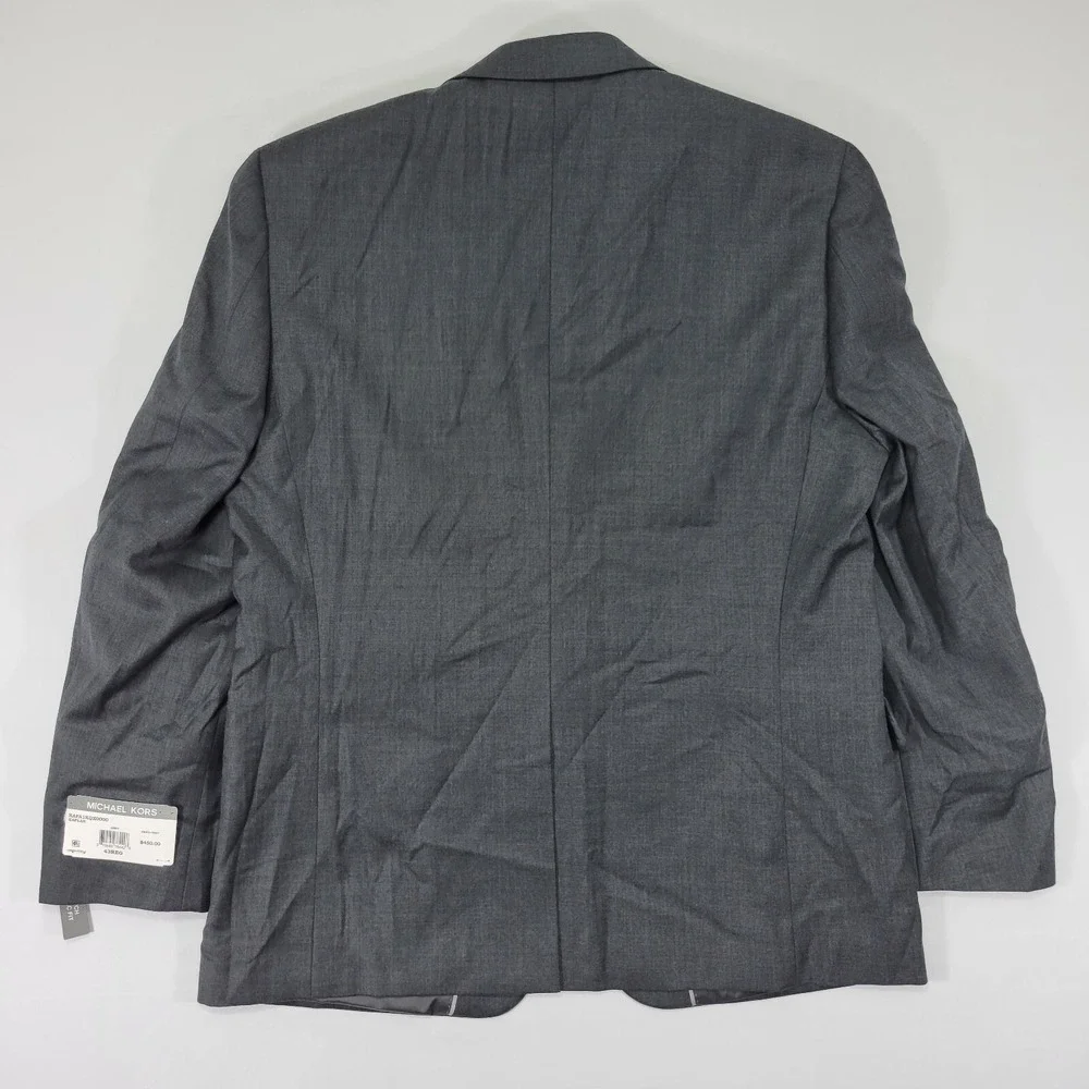 Michael Kors Mens Sport Coat Blazer Two Button Gray Sharkskin Wool Blend 43R NEW